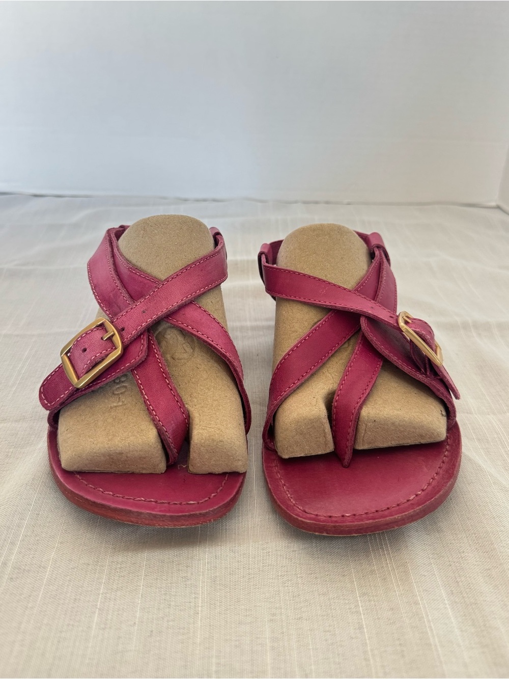 Free People La Risa Raspberry Leather Buckle Adjustable Strap Sandals Size 36/6 - Picture 3 of 9